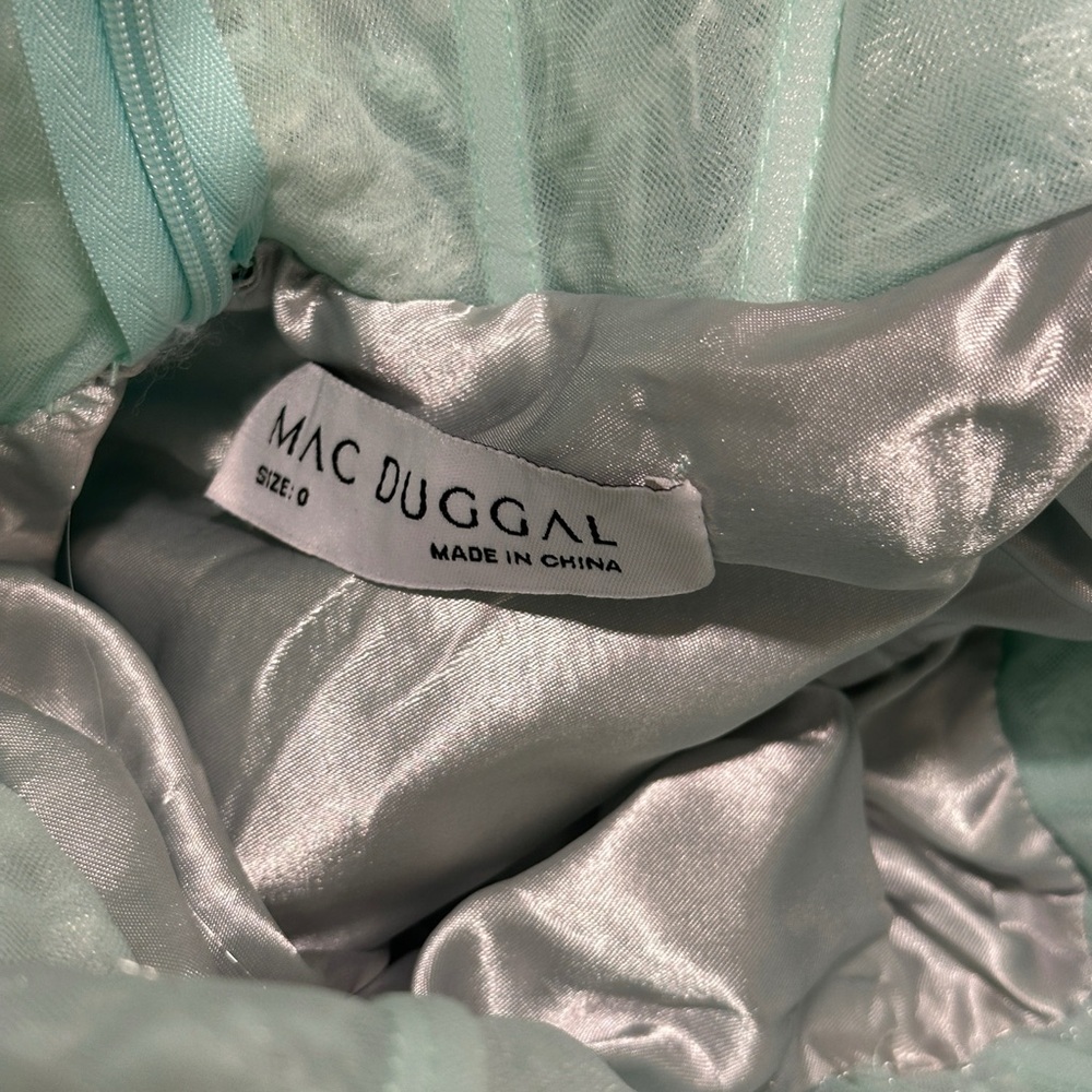 Mac Duggal 20542 Aqua Tulle Embellished Sweetheart Neckline Gown Size 0 NWT - Picture 10 of 10